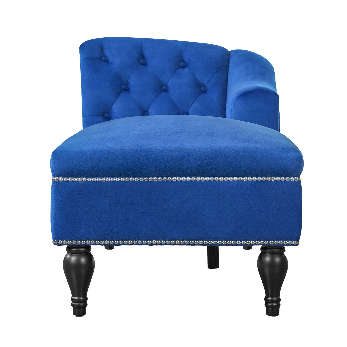 Roomfitters 58 Inch Fainting Couch, Velvet Upholstered Chaise Lounge Sofa with Button-Detailed Back & Nailhead Trim, Blue Roomfitters