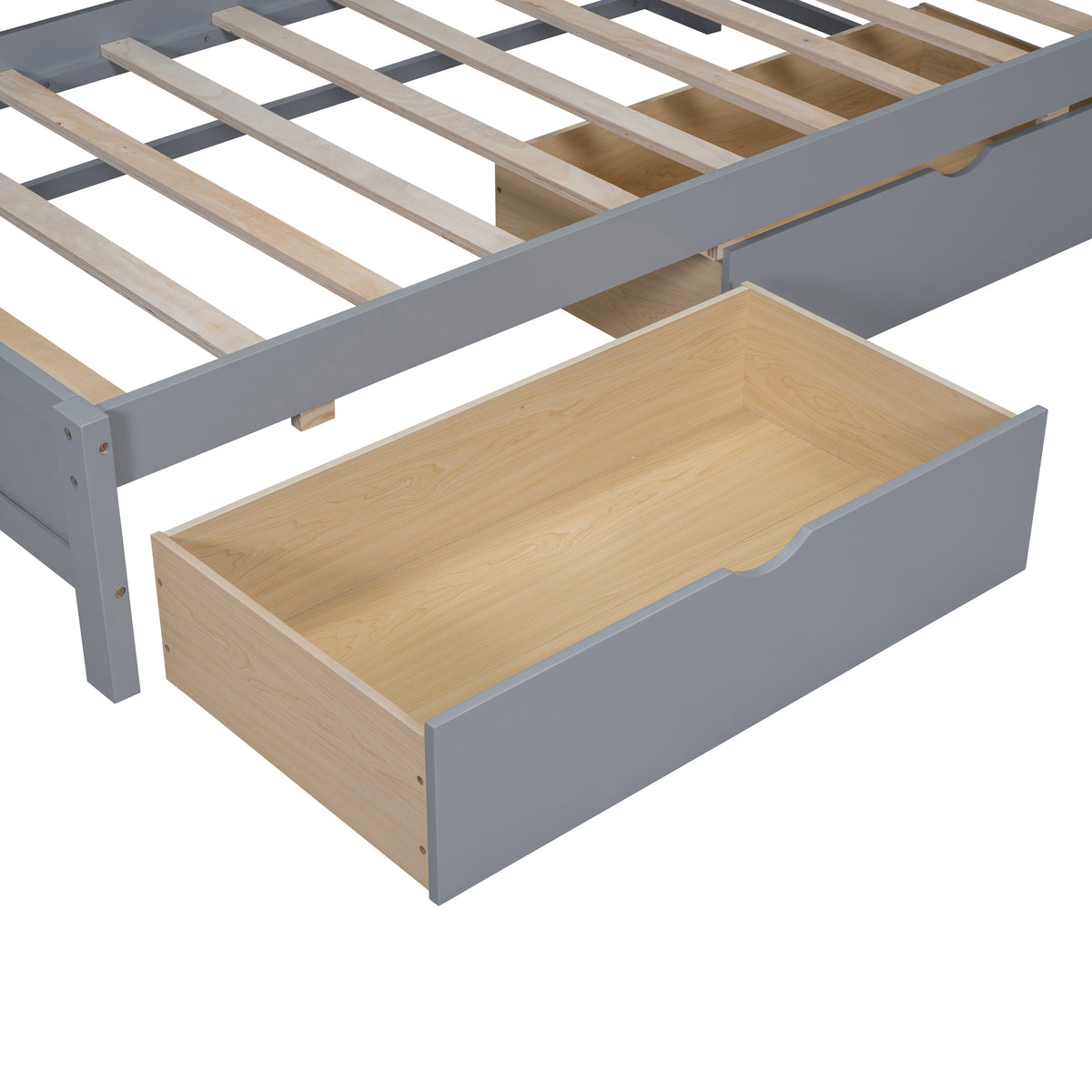 variant-group:rf-n733s347768e|Roomfitters Wooden Twin Daybed with Underbed Storage, Built-In Shelf & USB Charging Ports, Gray