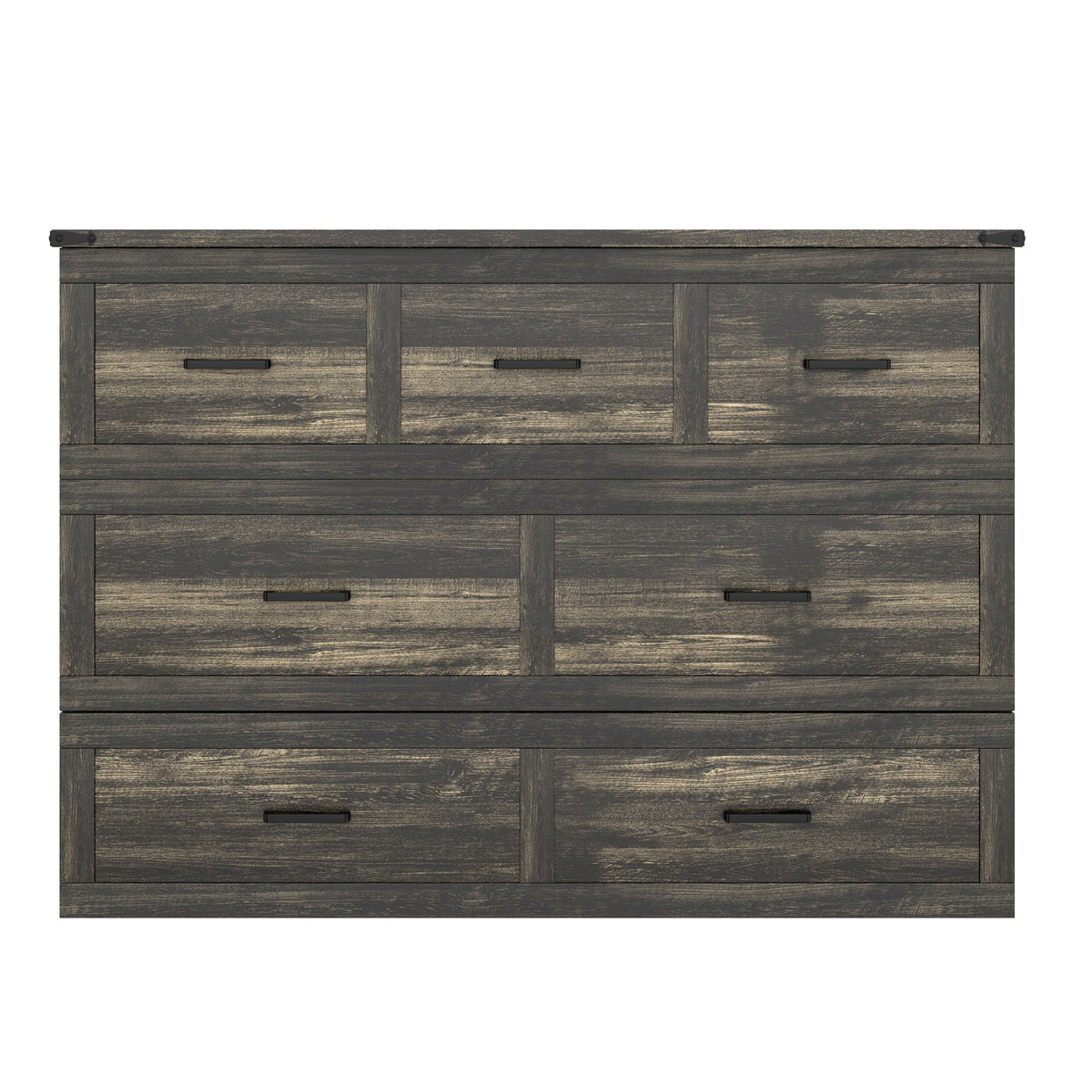 Roomfitters Queen Size Murphy Bed Cabinet with Charging Station, Foldable Platform Bed with Storage Drawer, Rustic Gray