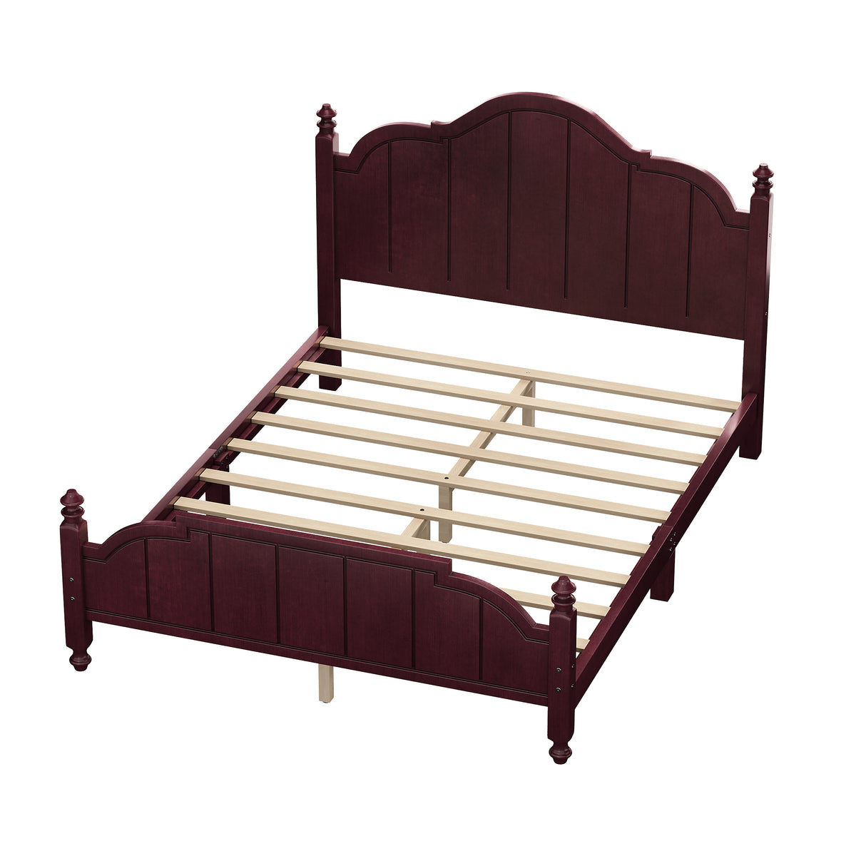 variant-group:rf-n733p360940p|Roomfitters Queen Wood Platform Bed Frame with Curved Headboard, Vintage Style Slat Support, No Box Spring Required, Espresso