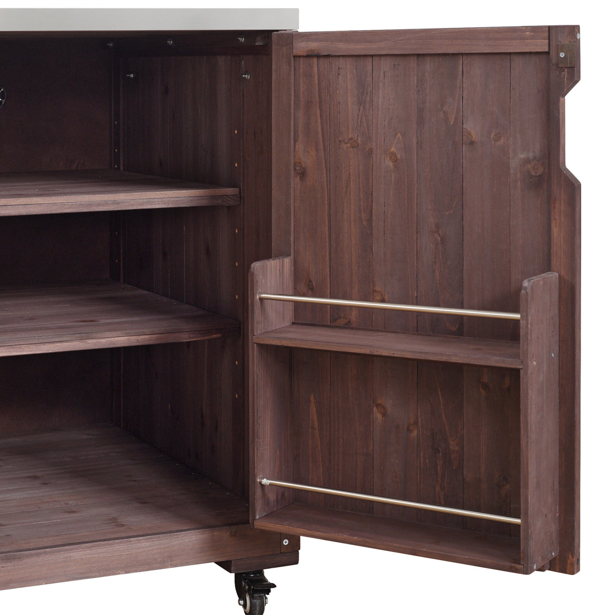 variant-group:rf-n707s000022z|Roomfitters 75.4" Outdoor Kitchen Island with Sink, Fir Wood Grill Cart for XL Green Egg & Tabletop Grills, Brown