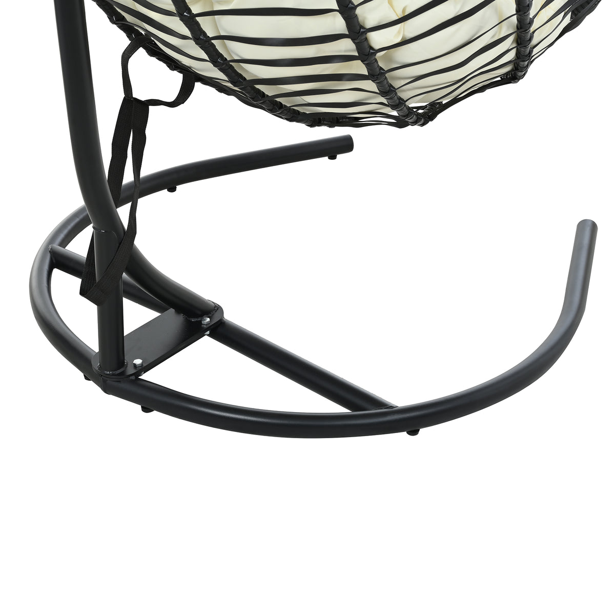 variant-group:rf-n711p389503a|Roomfitters Single Person Folding Egg Chair with Stand, UV Resistant Wicker Rattan Swing for Patio, Garden, Black+Beige
