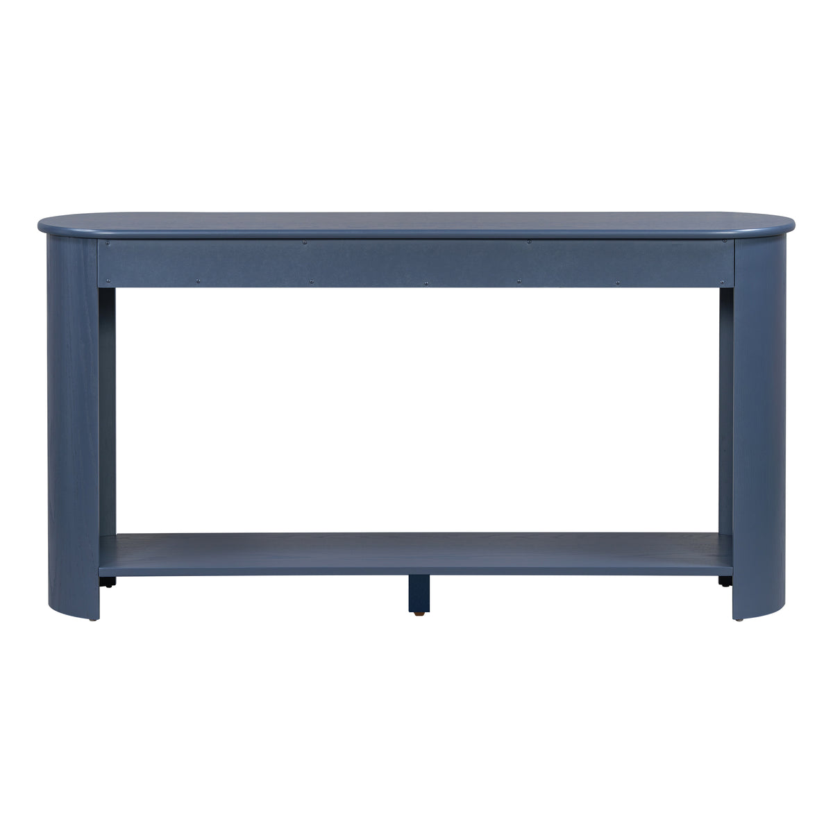 variant-group:rf-n711p395523c|Roomfitters Modern Farmhouse Navy Blue Oak Veneer Semi-Circular Console Table with 3 Drawers and Open Bottom Storage Shelf