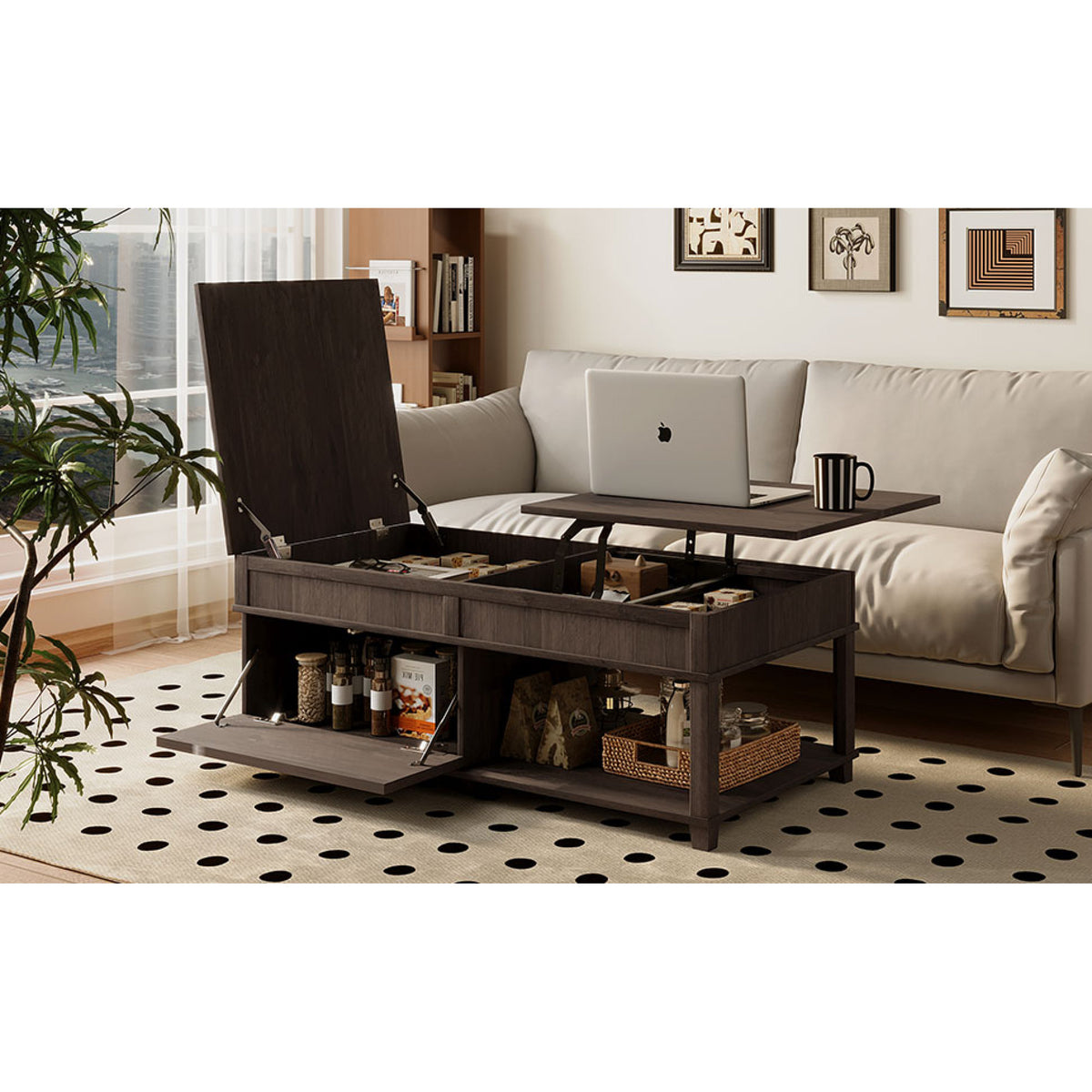 variant-group:rf-n724p401355d|Roomfitters Lift-Top Coffee Table with Hidden Storage and Open Lower Shelf, Antique Brown