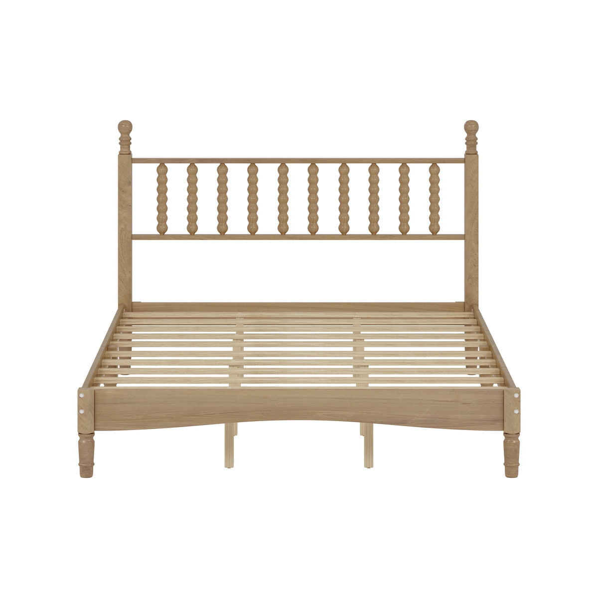 variant-group:rf-n733p206242m|Roomfitters Queen Size Wood Platform Bed with Gourd Shaped Headboard, Retro Style Platform Bed with Wooden Slat Support, Natural
