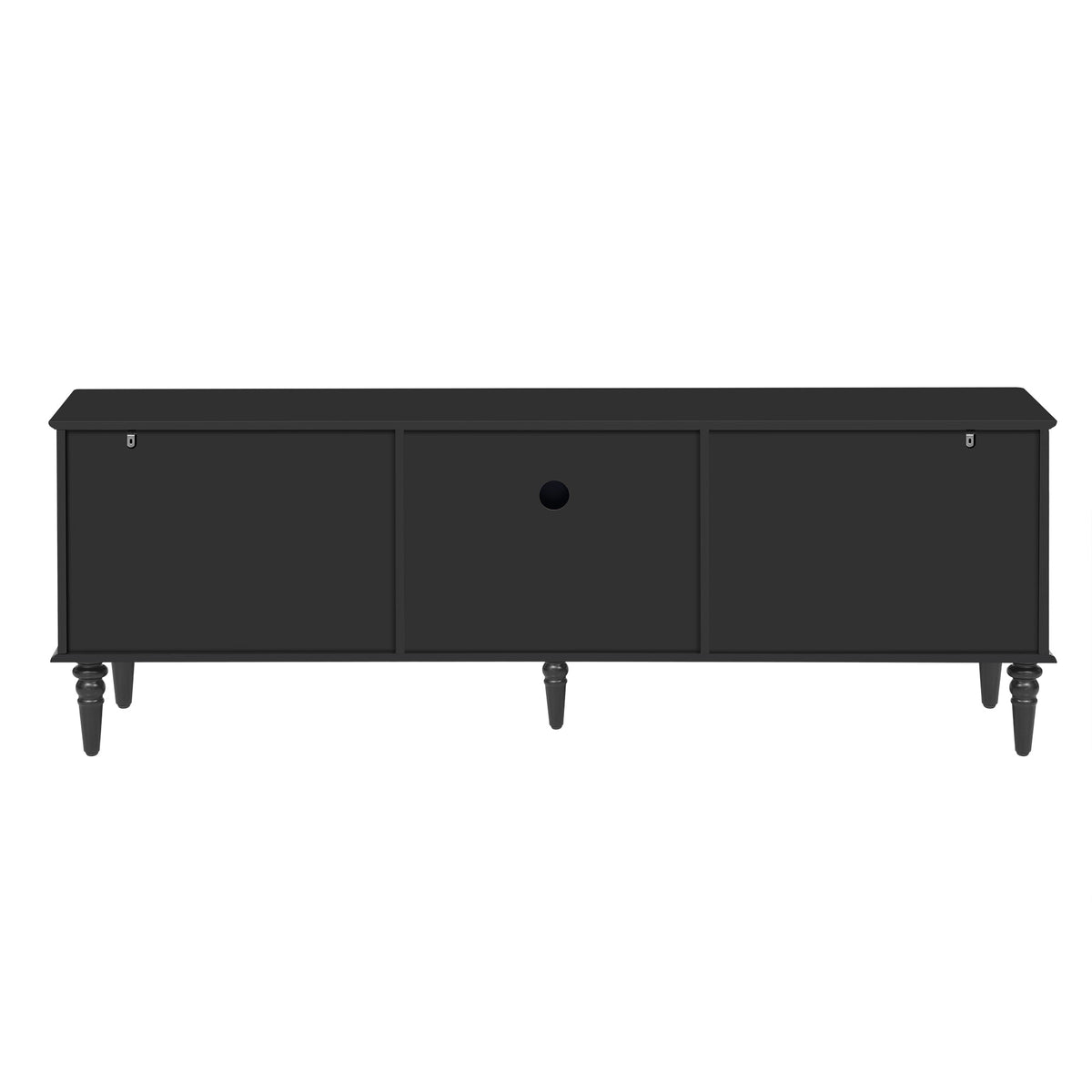 Roomfitters Retro TV Stand for up to 75 Inch TV, Fluted Glass Door Media Console with Five Wood Legs, Black Roomfitters