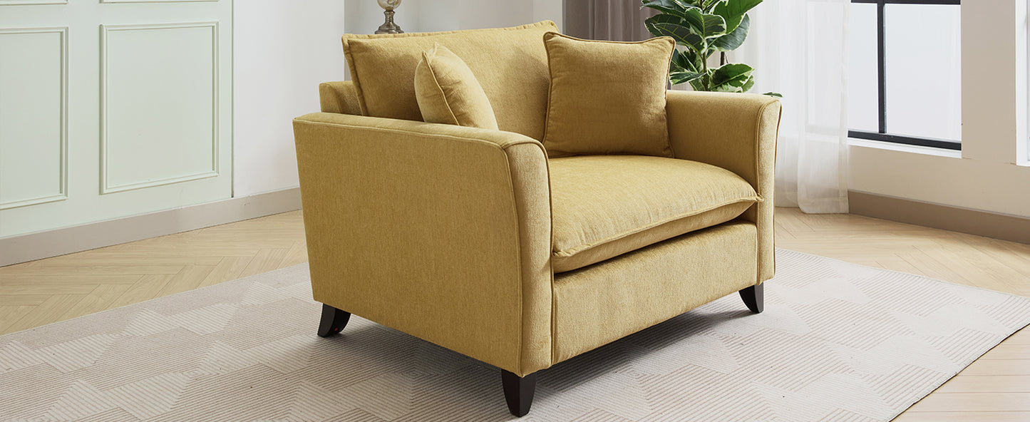 variant-group:rf-n701p379404y|Roomfitters 46.3 Inch Oversized Armchair, Chenille Comfy Accent Chair and a Half Sofa, Rubberwood Legs Pillow, Yellow