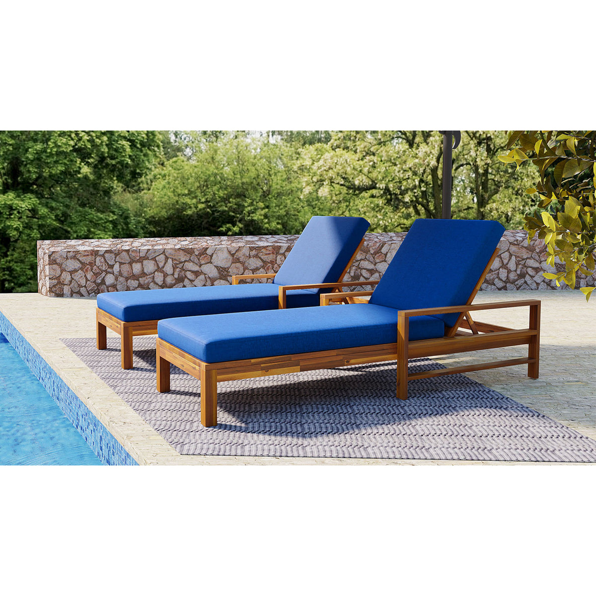 variant-group:rf-n711wy000433aac|Roomfitters Acacia Wood Adjustable Backrest Outdoor Lounge Chair for Gardens, Terraces, Poolside Areas, Natural+Blue