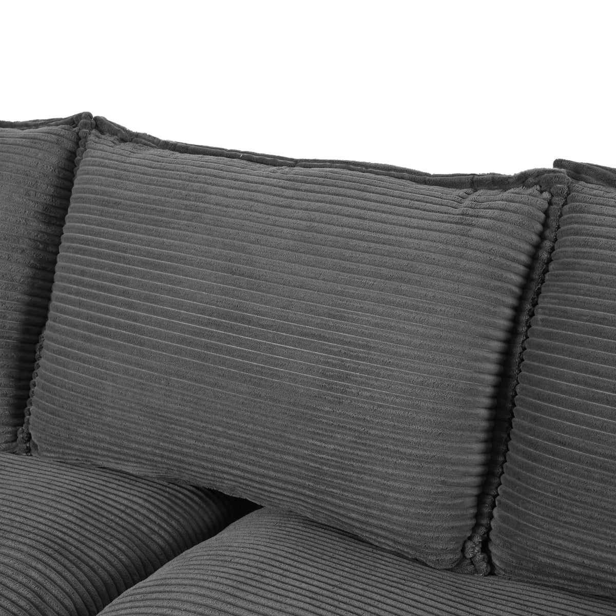 variant-group:rf-n711p192059e|Roomfitters 85.4" Modern Curved Sofa, Back Upholstered Couch with 2 Decorative Throw Pillows, Corduroy Fabric Couch for Living Room, Bedroom, Apartment, Gray