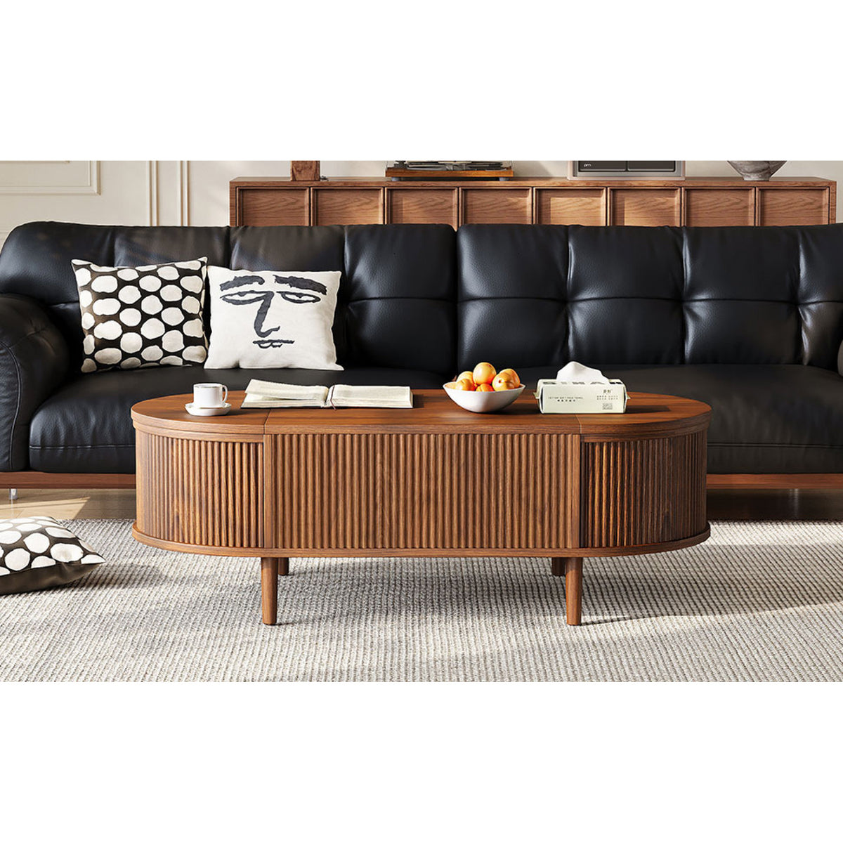 variant-group:rf-n724p416050m|Roomfitters Minimalist Oval Lift-Top Coffee Table with Wood Wave Grain Finish, Antique Brown