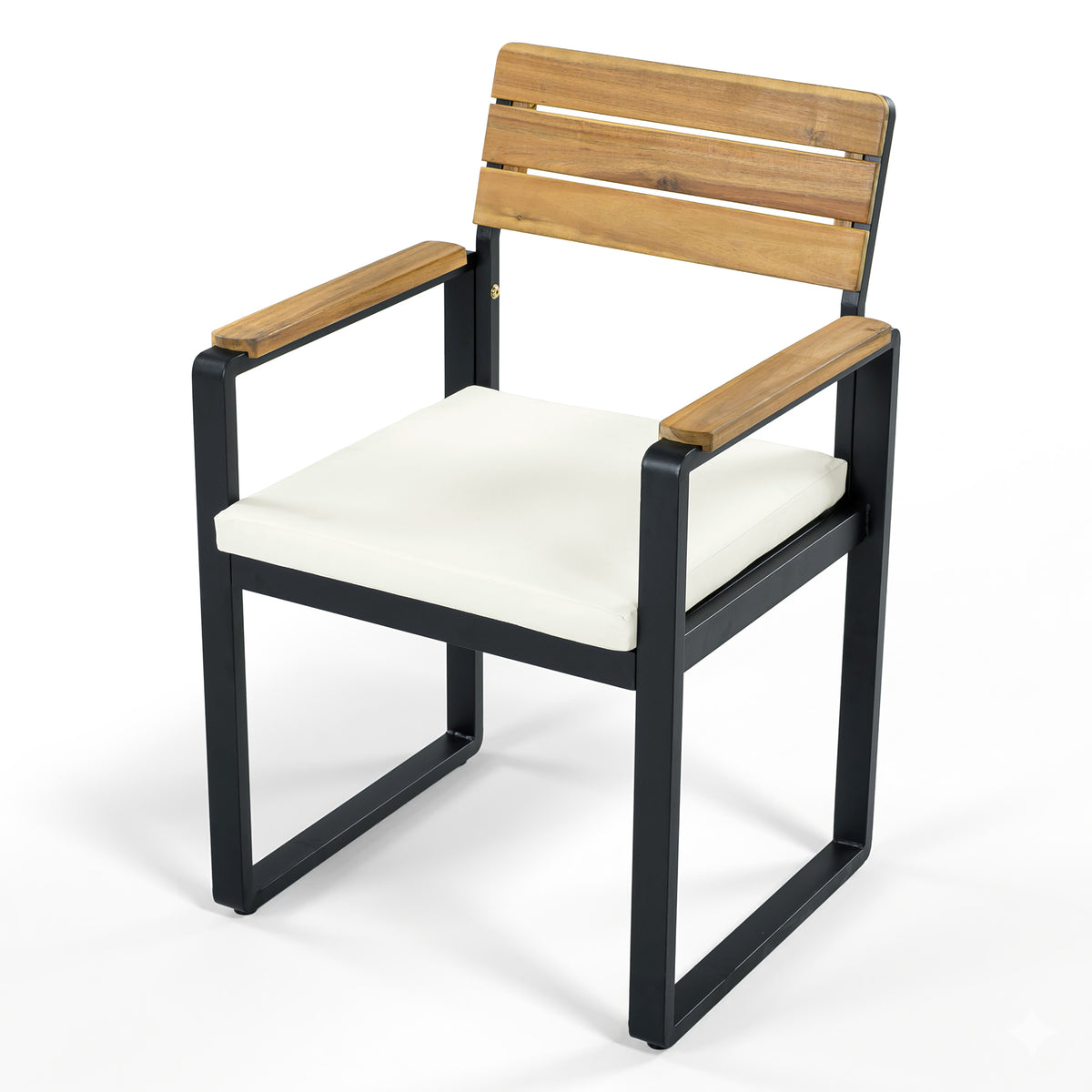 variant-group:rf-n704g201255a|Roomfitters 6-Piece Solid Acacia Wood Patio Dining Set with Steel Frames and Cushion Chairs Beige