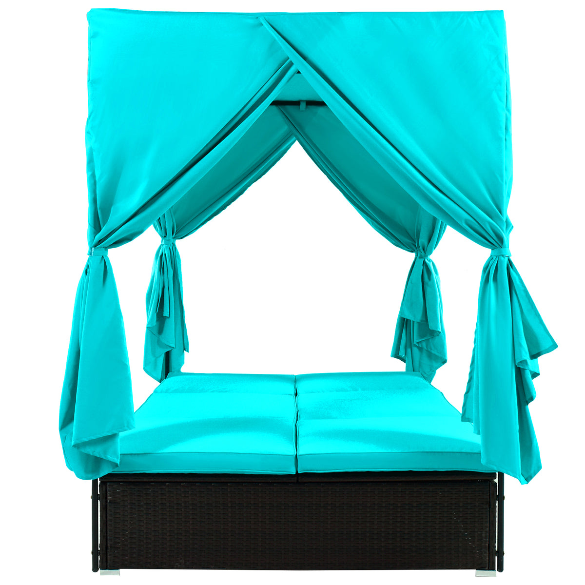 variant-group:rf-n711wy000476aac|Roomfitters Luxury Cabana Blue Outdoor Double Chaise Lounge Patio Daybed, Privacy Curtains, Adjustable Reclining