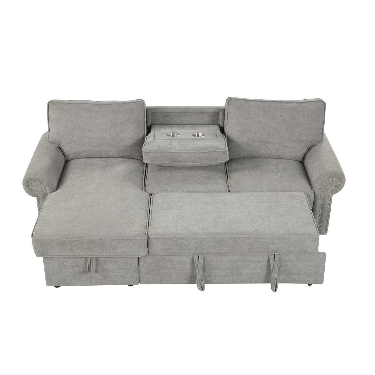 variant-group:rf-n711wy000466aae|Roomfitters 95" Convertible Sectional Sleeper Sofa L-Shaped Couch with Storage Chaise and Pull Out Bed for Living Room, Grey