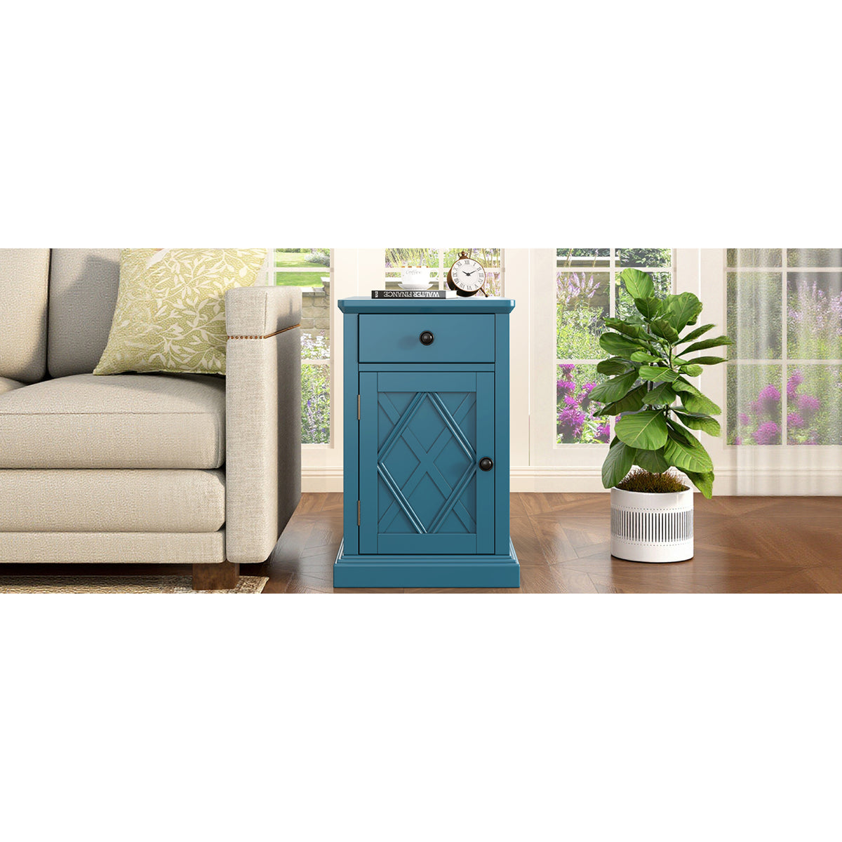 variant-group:rf-n724p353565m|Roomfitters Classic Charging End Table with USB Ports and Storage Drawer, Navy Blue