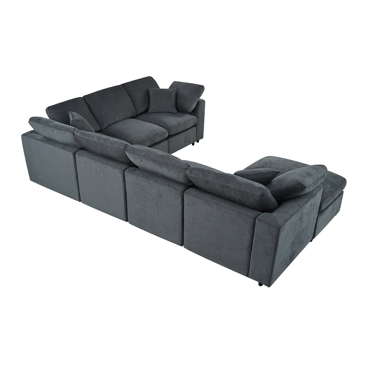 variant-group:rf-n711wy000453aae|Roomfitters 7-Seater Modular Sectional Sofa with Ottoman, Extra Large L-Shape Chenille Upholstered Couch, Gray