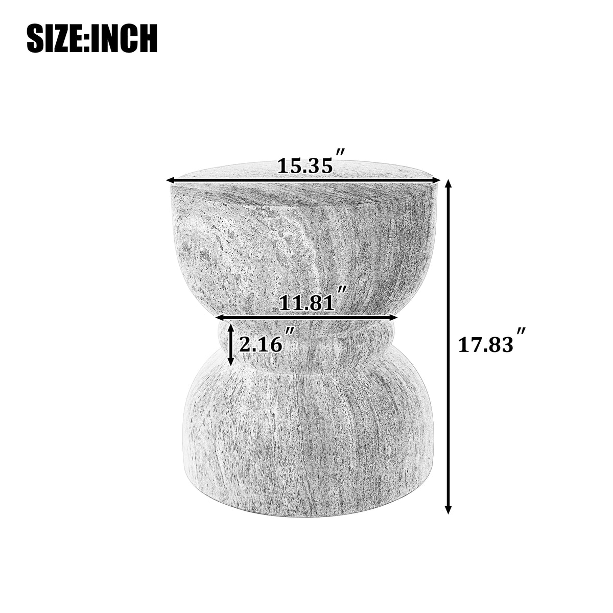 variant-group:rf-n711p422067m|Roomfitters Contemporary Yellow Travertine Concrete Side Table, Rounded Waist Outdoor End Table, MgO Stone Texture Stool