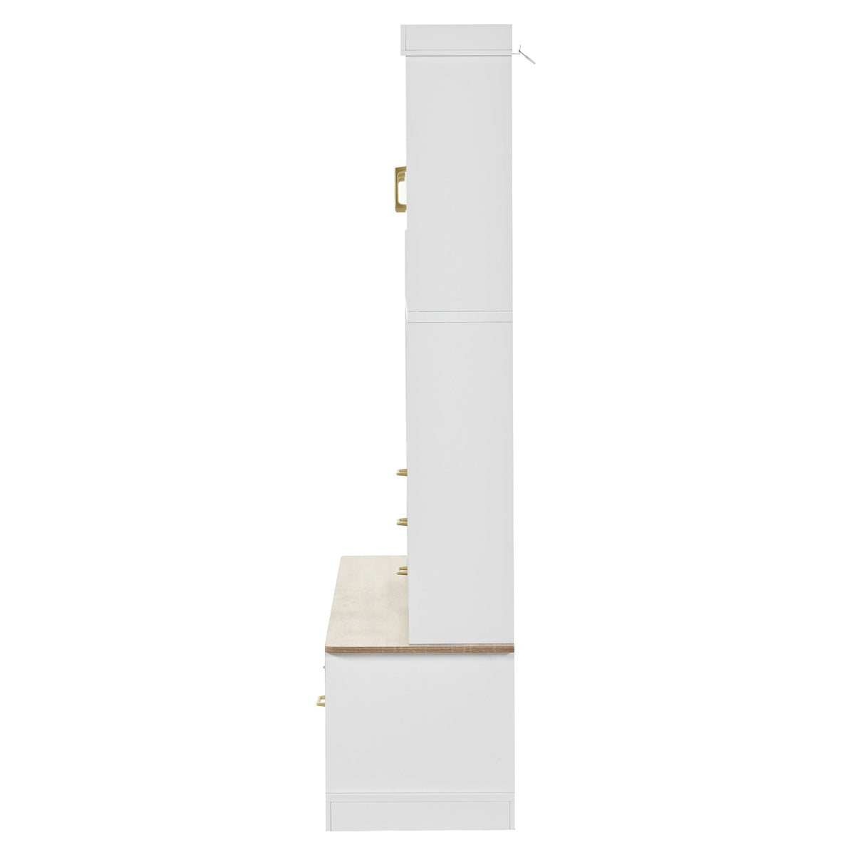 Roomfitters 5-in-1 Modern Entryway Hall Tree, 6 Drawers, 3 Wardrobe Cupboards, White Roomfitters
