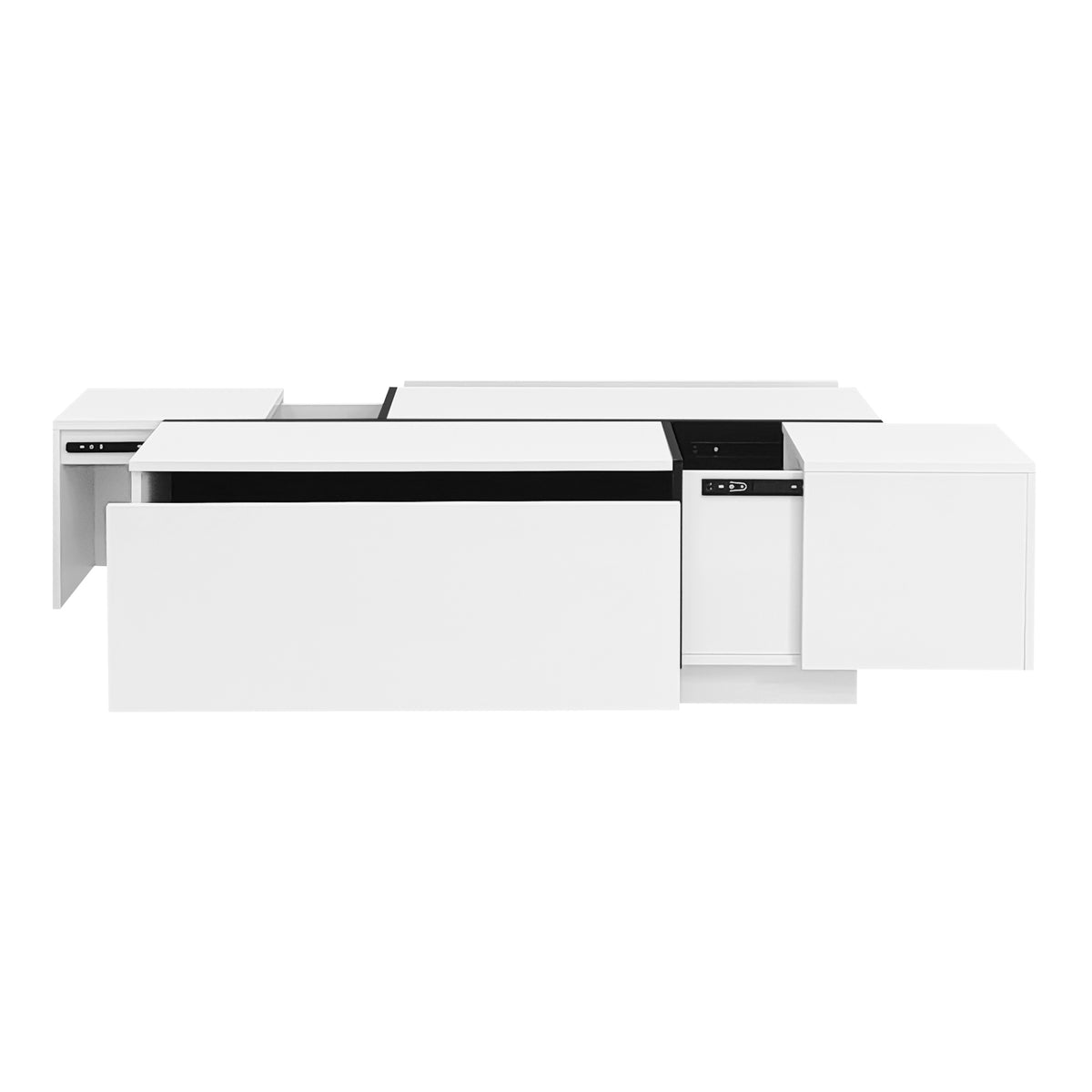 variant-group:rf-n724p292070k|Roomfitters Glossy Extendable Coffee Table with 2 Drawers and Hidden Storage Compartments, Multi-Functional Design, White