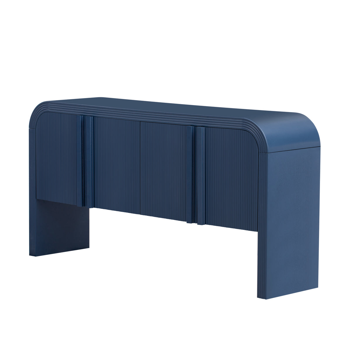 variant-group:rf-n711p415846v|Roomfitters Modern Rustic Navy Blue Curved Wave Pattern Console Table with Adjustable Storage Shelf and Elegant Wooden Handles