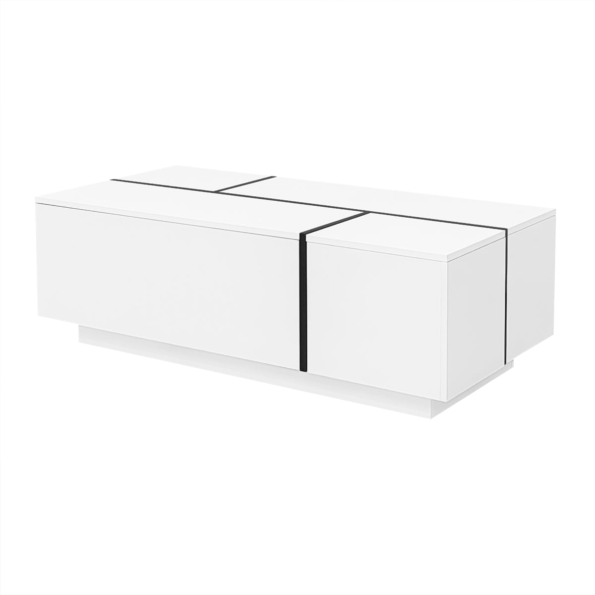 variant-group:rf-n724p292070k|Roomfitters Glossy Extendable Coffee Table with 2 Drawers and Hidden Storage Compartments, Multi-Functional Design, White