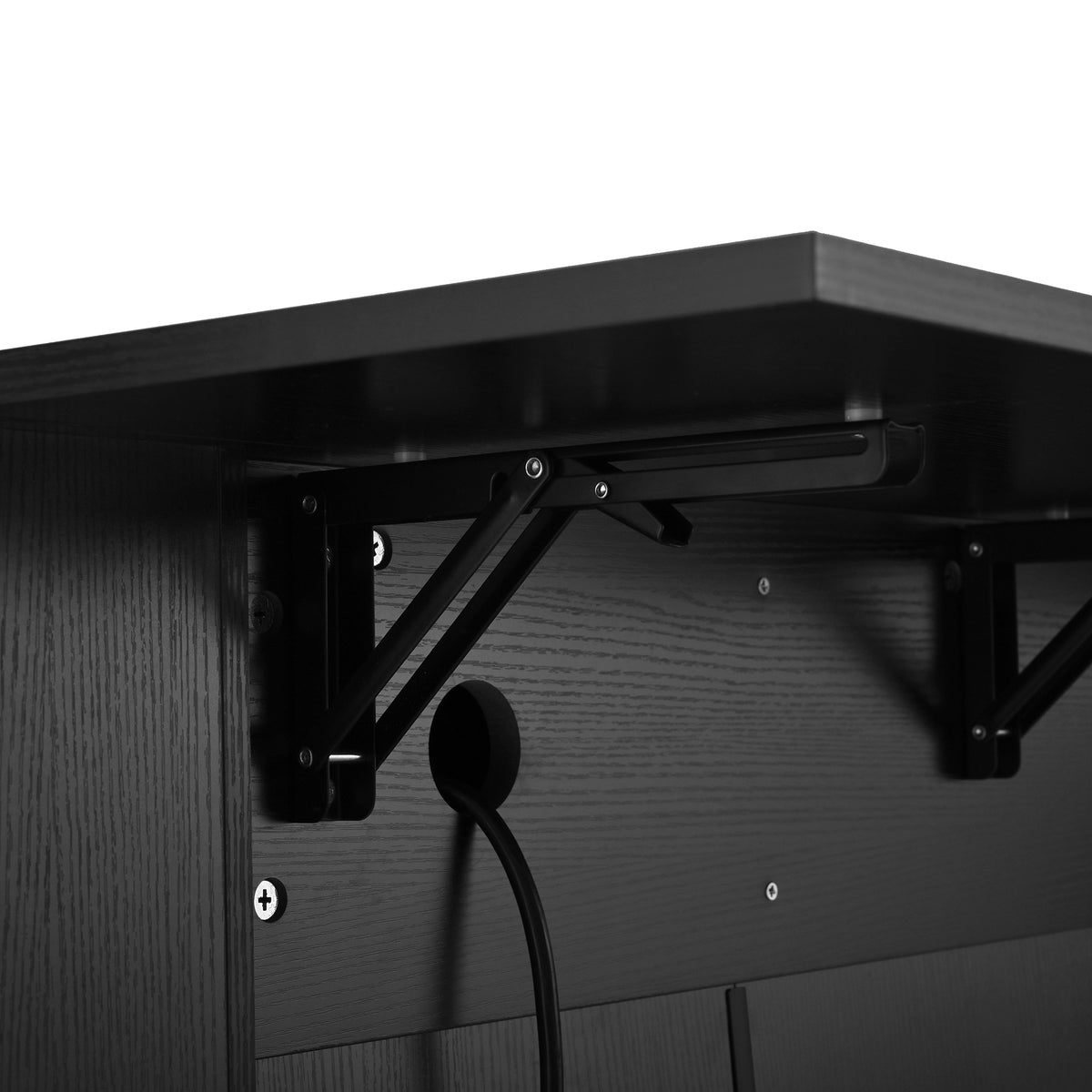 variant-group:rf-n711p437715b|Roomfitters 47.2-Inch Counter Height Bar Cabinet, Black Sideboard Buffet Table, Foldable Drop Leaf, Built-In Power