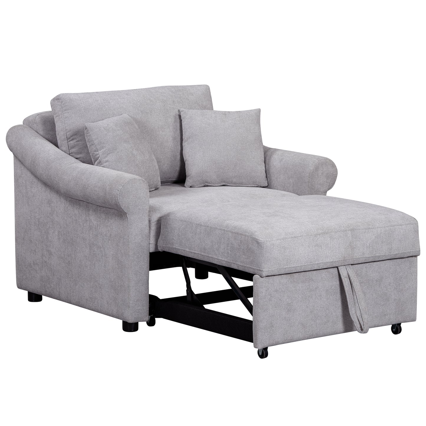 variant-group:rf-n701bs701p468429e|Roomfitters Chenille Convertible Sleeper Chair, 3 in 1 Single Sofa Bed Lounger, Adjustable Backrest Pull Out Bed, Gray