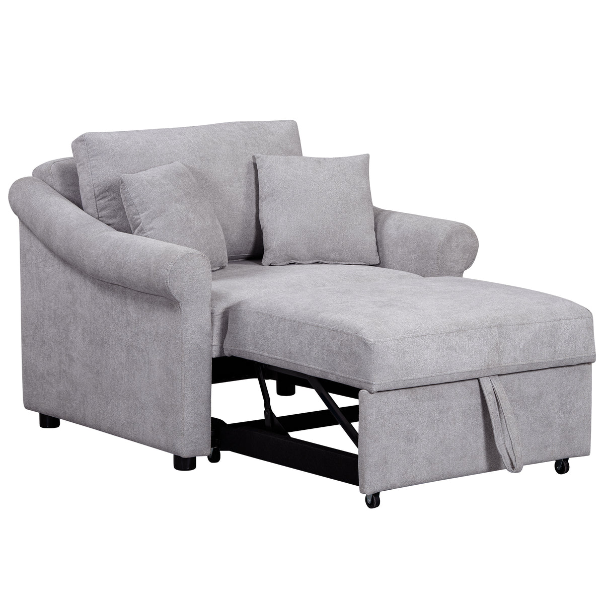 variant-group:rf-n701bs701p468429e|Roomfitters Chenille Convertible Sleeper Chair, 3 in 1 Single Sofa Bed Lounger, Adjustable Backrest Pull Out Bed, Gray