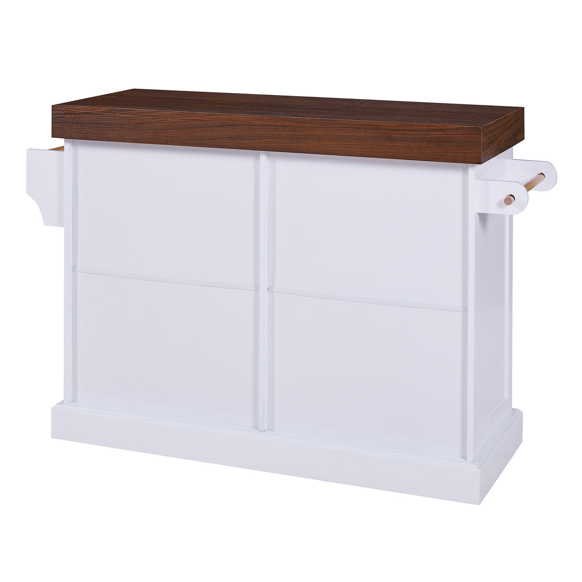 variant-group:rf-n707s000025w|Roomfitters 53" Kitchen Island with Butcher Block Top, Storage Cabinet with Drawers, Spice Rack and Towel Holder, White