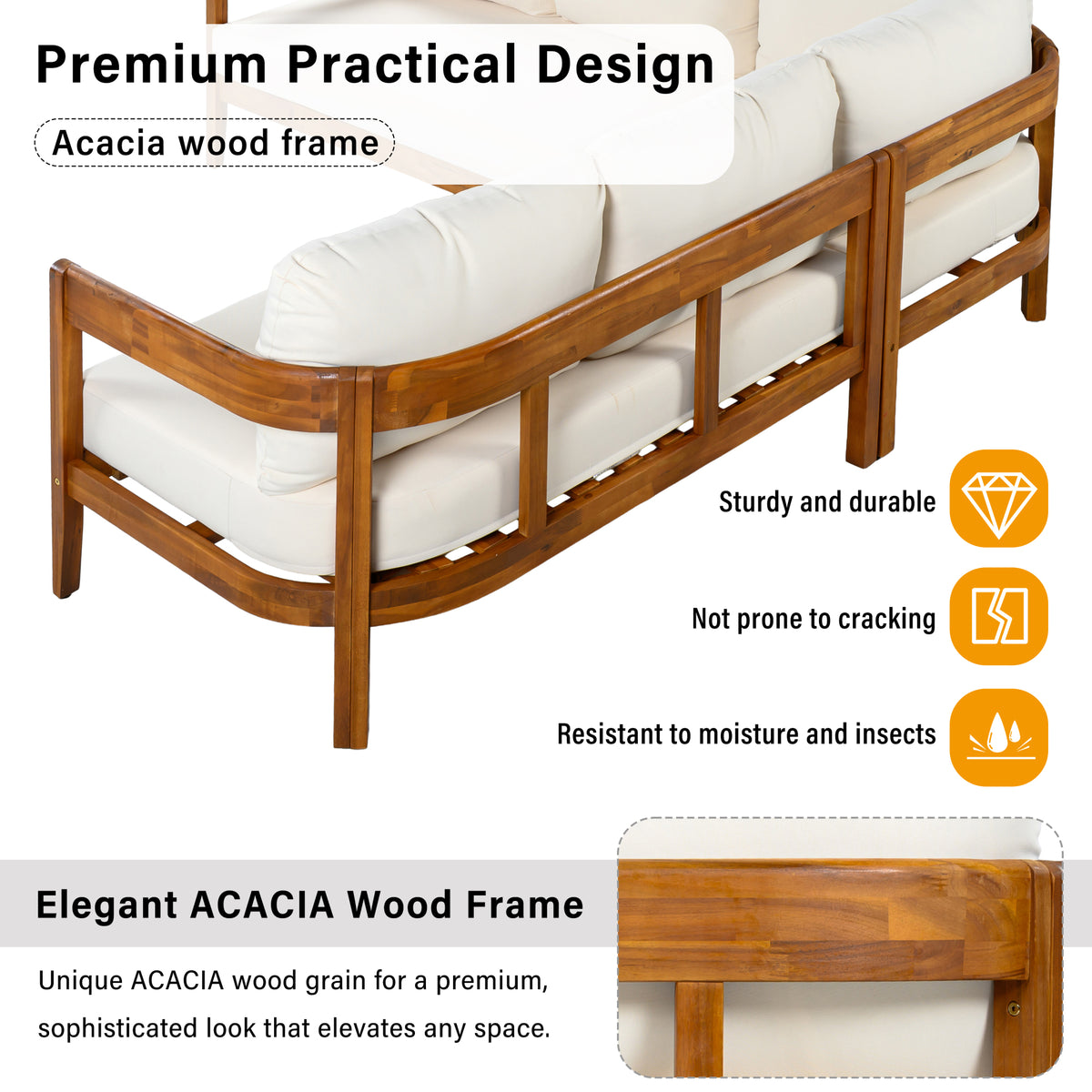 variant-group:rf-n711wy000481aaa|Roomfitters Modern Coastal White Solid Acacia Wood L-Shaped Outdoor Patio Sectional Sofa Conversation Seating Set