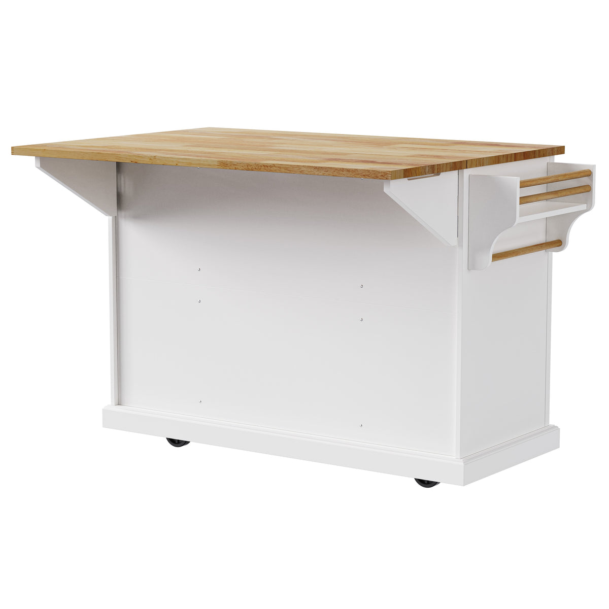 variant-group:rf-n707s195395w|Roomfitters 54" Kitchen Island with Wood Top, Rolling Storage Cabinet with 3 Drawers and 3 Doors, Spice Rack, White