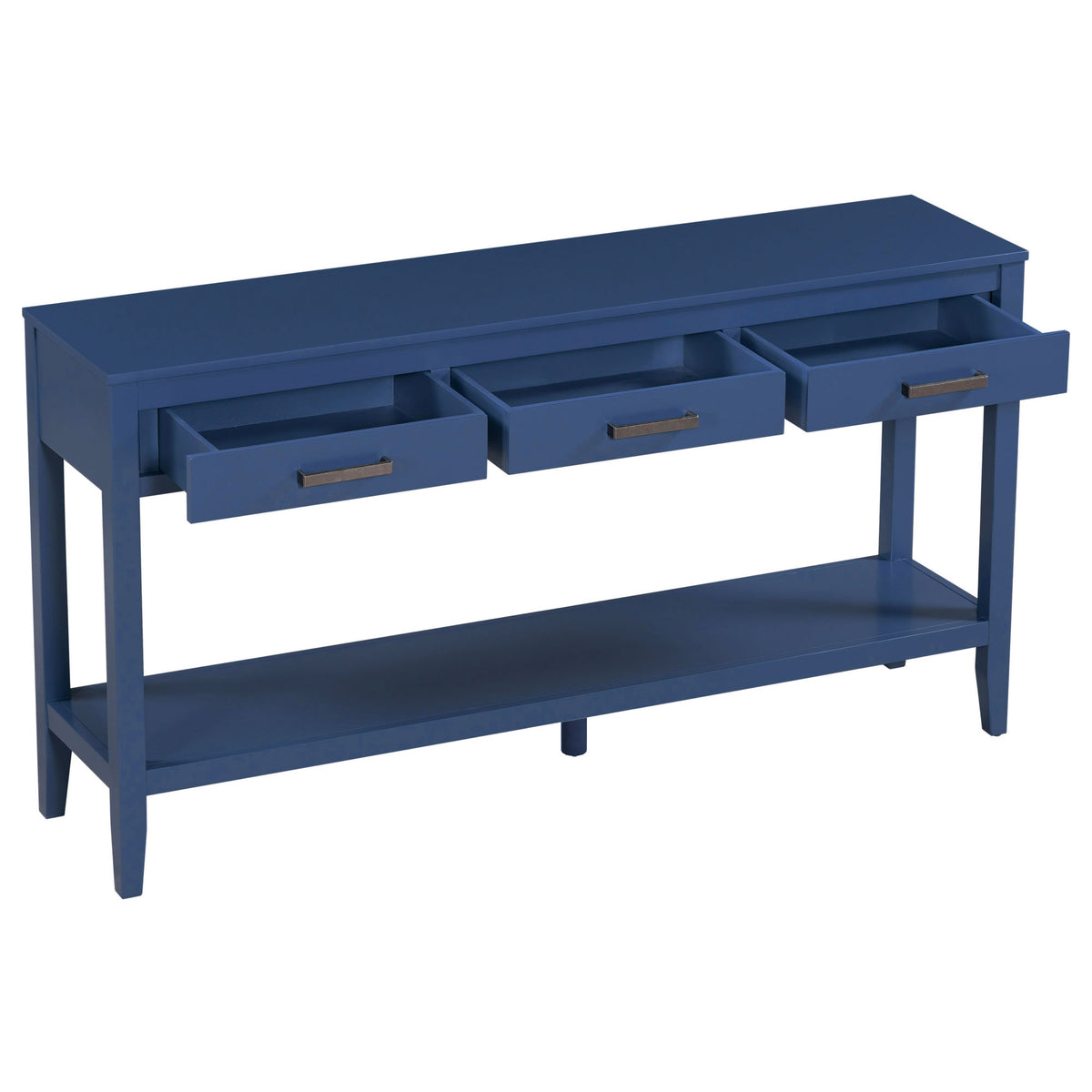 variant-group:rf-n711p410445v|Roomfitters 59.1" Farmhouse Entryway Table with 3 Drawers, Slim Console Sofa Table with Open Shelf for Hallway, Navy Blue
