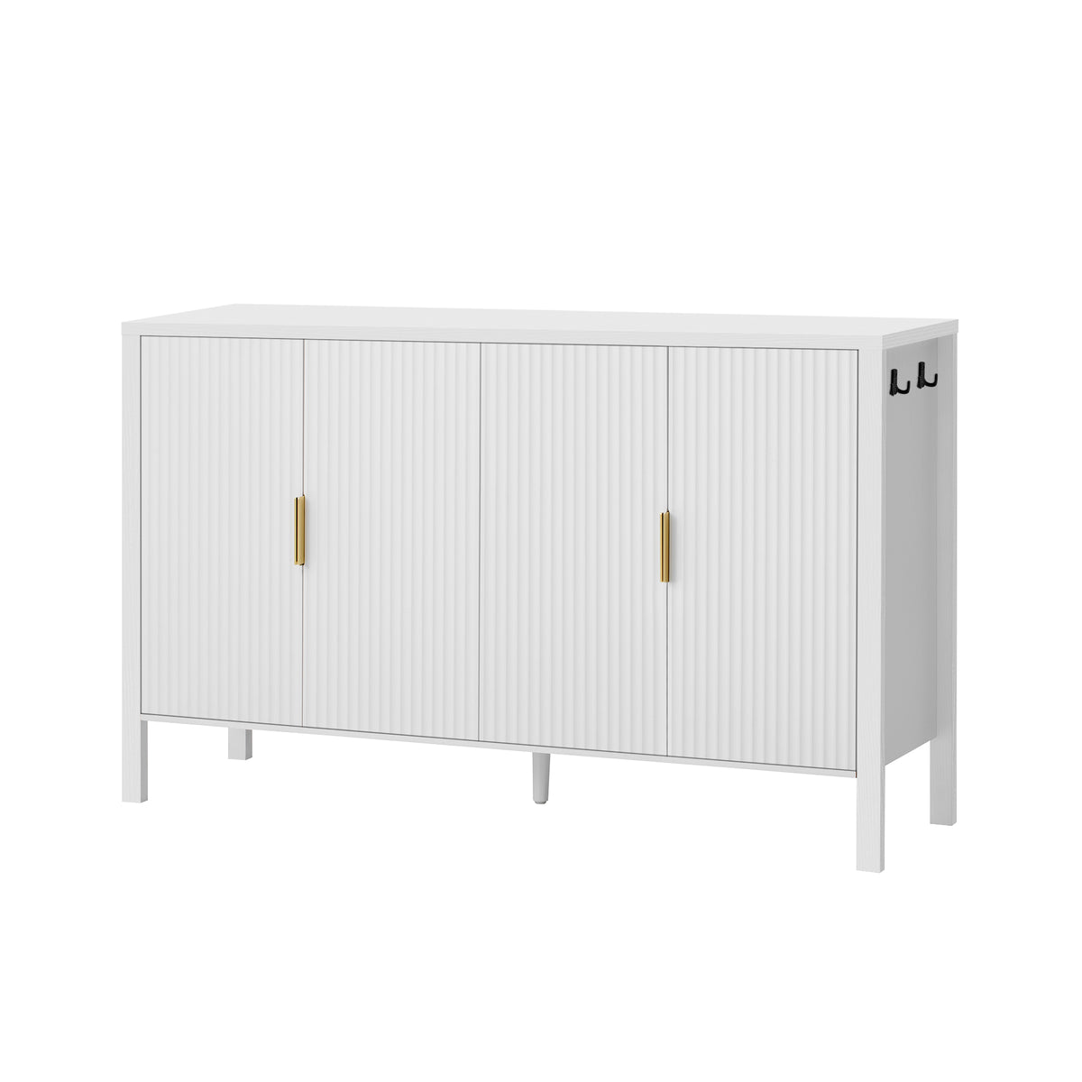 variant-group:rf-n711p345170k|Roomfitters 57.5" Sideboard Buffet Cabinet with 3 Door Mid-century Modern Fluted Storage for Kitchen & Dining Room, White