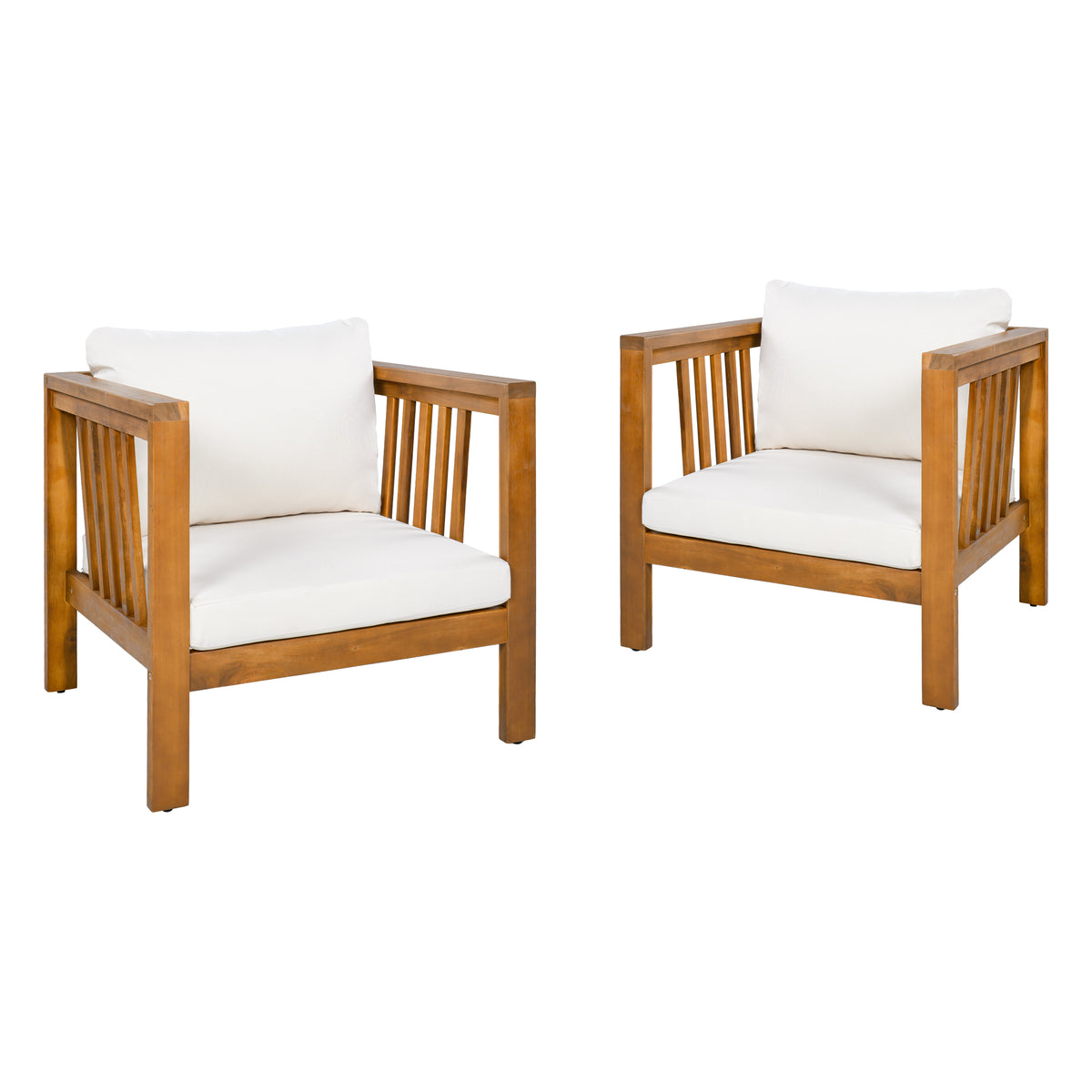 variant-group:rf-n704p448453a|Roomfitters Set of 2 Outdoor Acacia Wood Club Chairs with Modern Square Arms 2-Piece Patio Conversation Set Beige