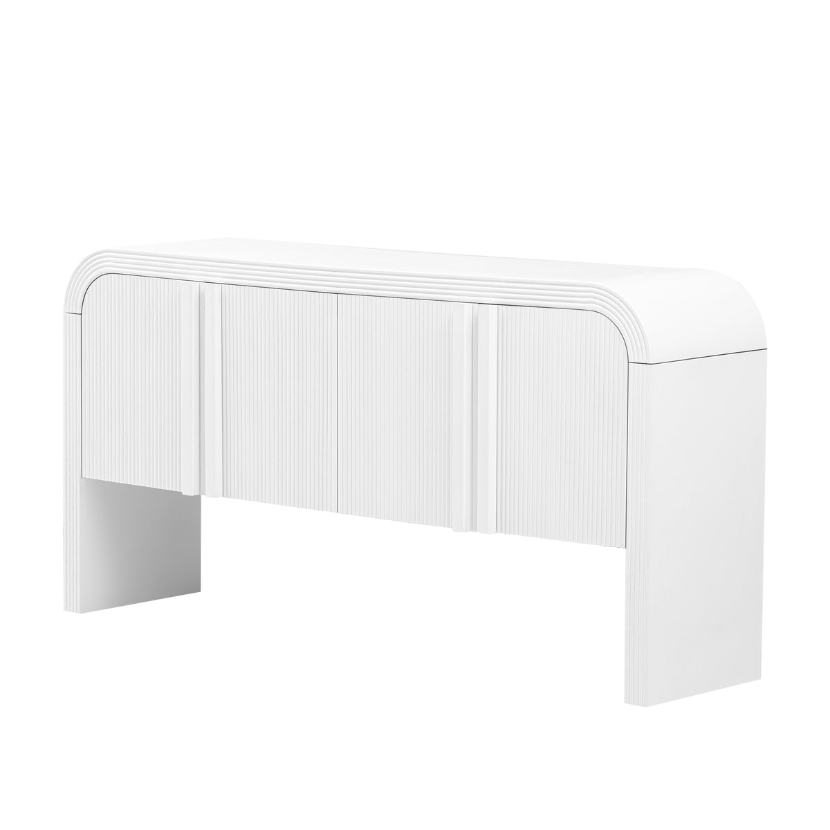 variant-group:rf-n711p415846k|Roomfitters Modern Rustic White Curved Wave Pattern Console Table with Adjustable Storage Shelf and Elegant Wooden Handles