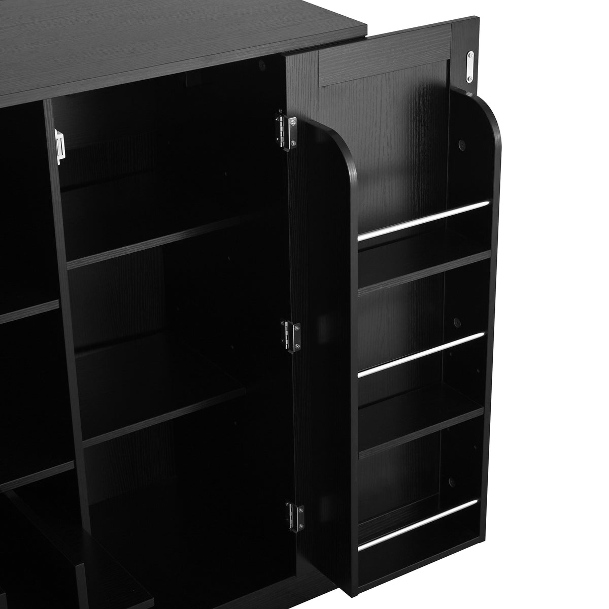 variant-group:rf-n711p437715b|Roomfitters 47.2-Inch Counter Height Bar Cabinet, Black Sideboard Buffet Table, Foldable Drop Leaf, Built-In Power