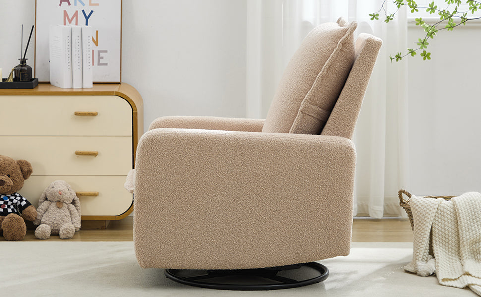 variant-group:rf-n701p348238o|Roomfitters Swivel Rocker Recliner Chair, Glider Rocking Armchair, Teddy Fleece Nursery Reclining Lounge Accent Chair, Oatmeal