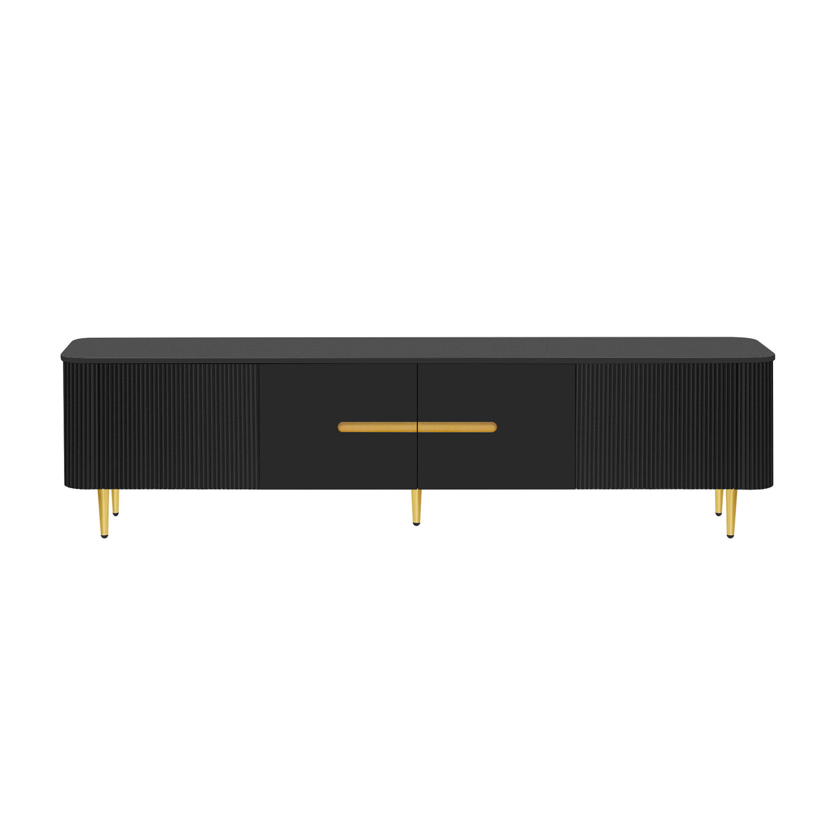 variant-group:rf-n724sj000143aab|Roomfitters Minimalist TV Stand for up to 85 Inch TV, Entertainment Center with Four Spacious Cabinets, Black