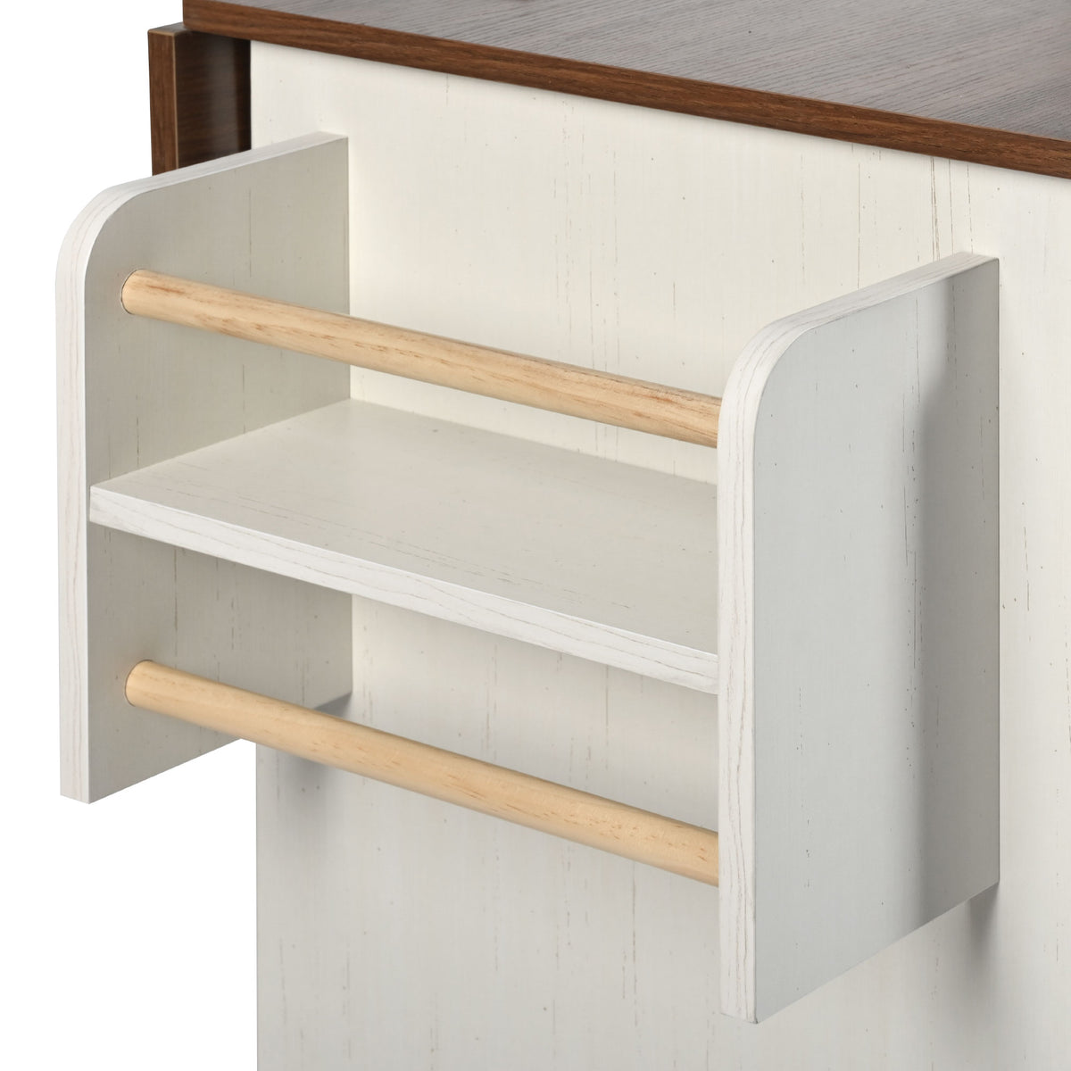 variant-group:rf-n707p288229w|Roomfitters 55.5" Rolling Kitchen Island with Drop Leaf, Mobile Kitchen Storage Cart with Sliding Barn Door, Power Outlets, White