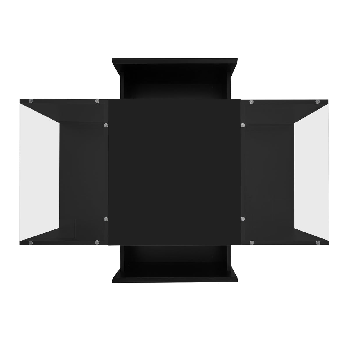 variant-group:rf-n724p290056b|Roomfitters Modern Center Coffee Table with High Gloss Finish, Glass Top and Hidden Storage Compartments, Black
