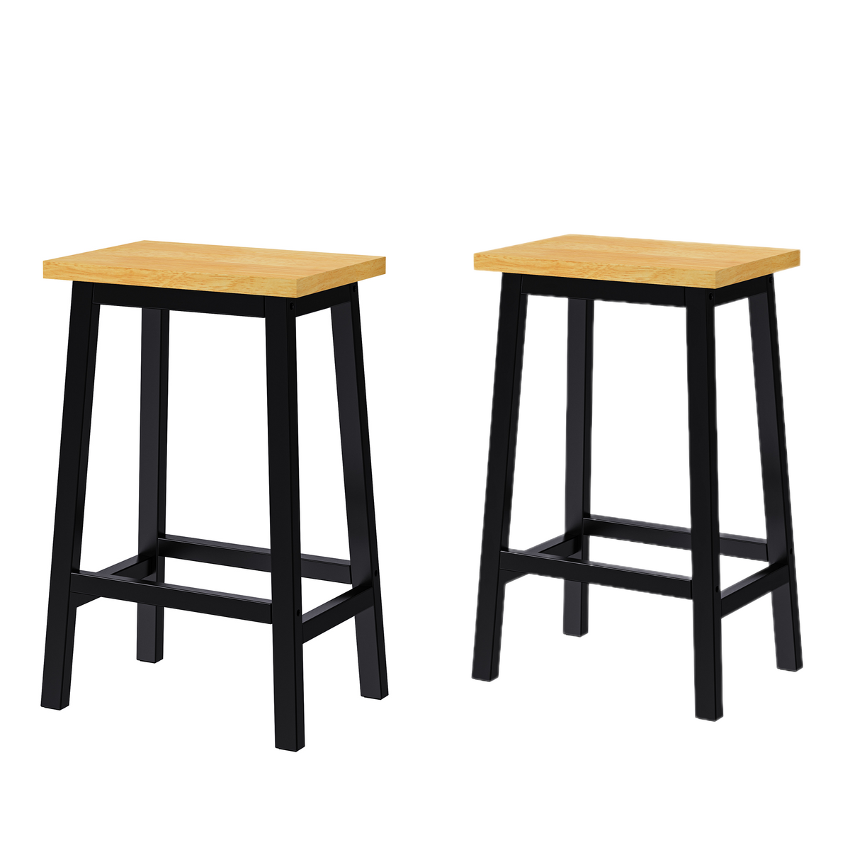 variant-group:rf-n707p185529b|Roomfitters Set of 2 Counter Height Stools, 25.6" A-Frame Solid Wood Bar Stools with Contoured Wood Seat & Footrest, Black