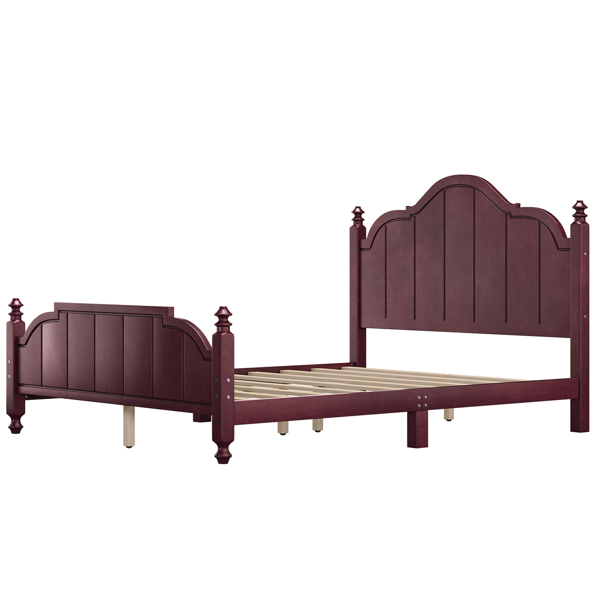 variant-group:rf-n733p360940p|Roomfitters Queen Wood Platform Bed Frame with Curved Headboard, Vintage Style Slat Support, No Box Spring Required, Espresso