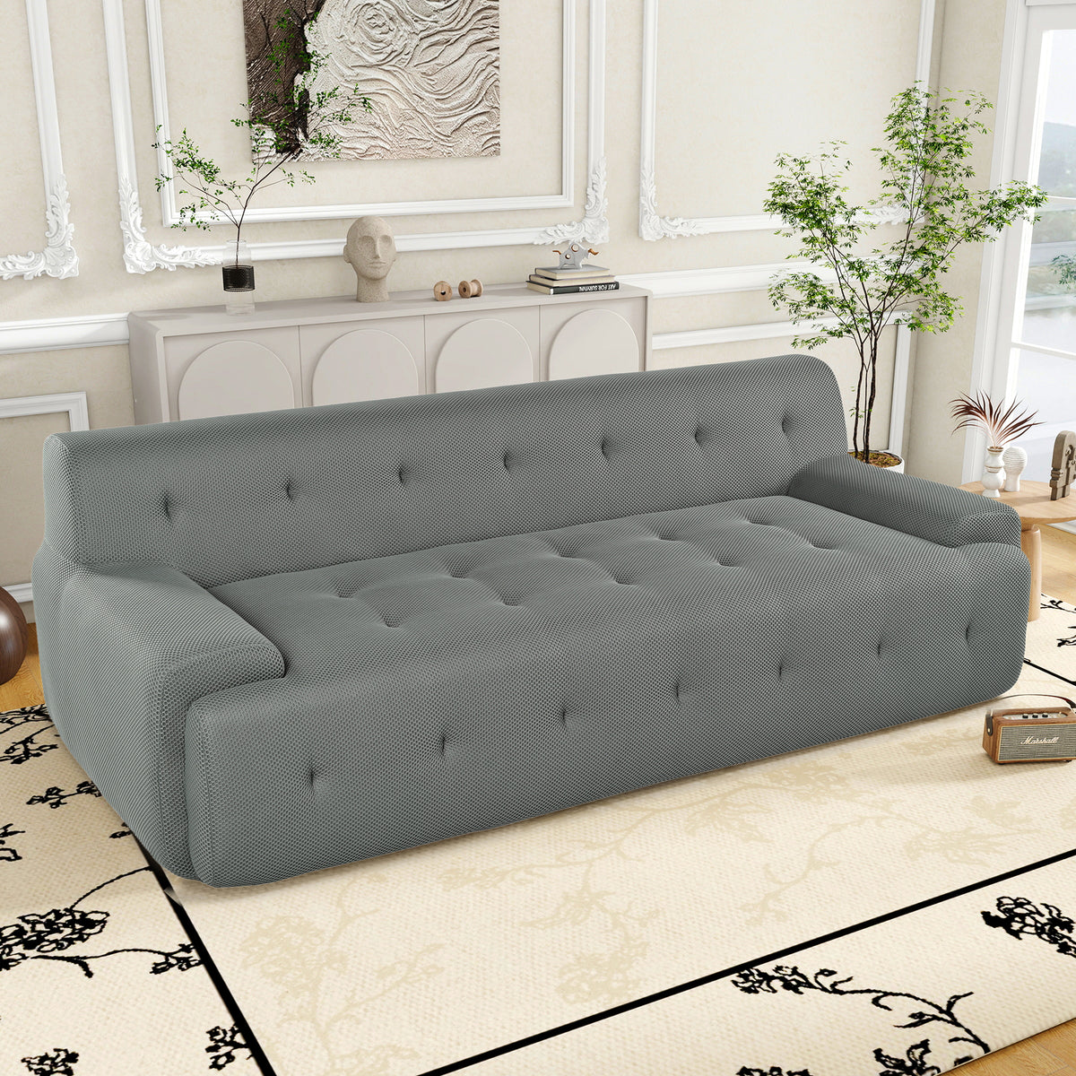 variant-group:rf-n711p206619e|Roomfitters 86.2" Modern Tufted Upholstered Sofa, 3-Seater Modular Lounge Couch for Living Room, Gray