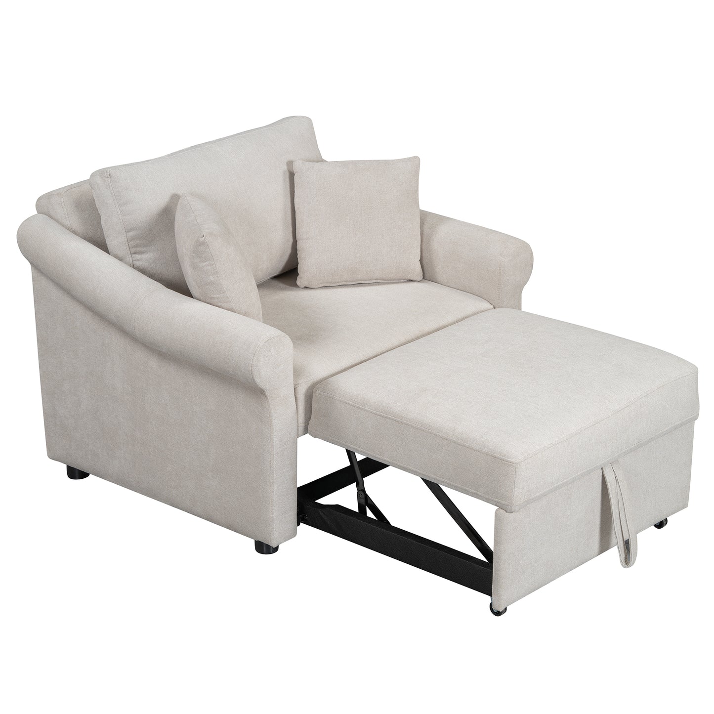 variant-group:rf-n701bs701p468429c|Roomfitters Chenille Convertible Sleeper Chair, 3 in 1 Single Sofa Bed Lounger, Adjustable Backrest Pull Out Bed, Beige