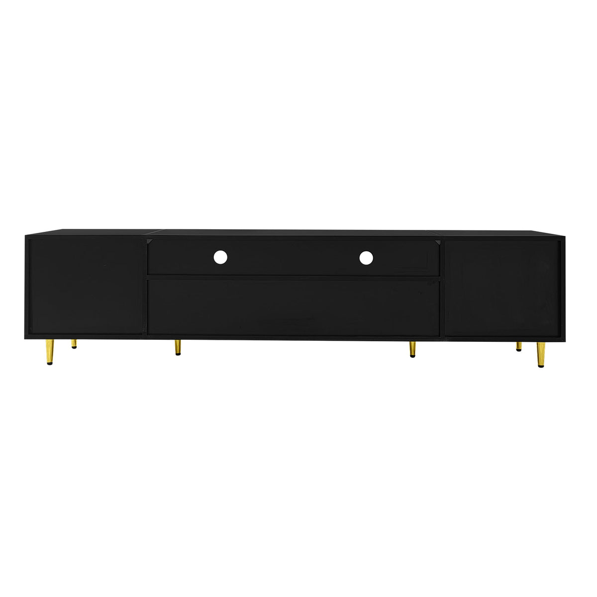 Roomfitters Modern TV Stand for up to 80 Inch TV, Entertainment Console with LED Shelves, Drawers and Cabinets, Black Roomfitters