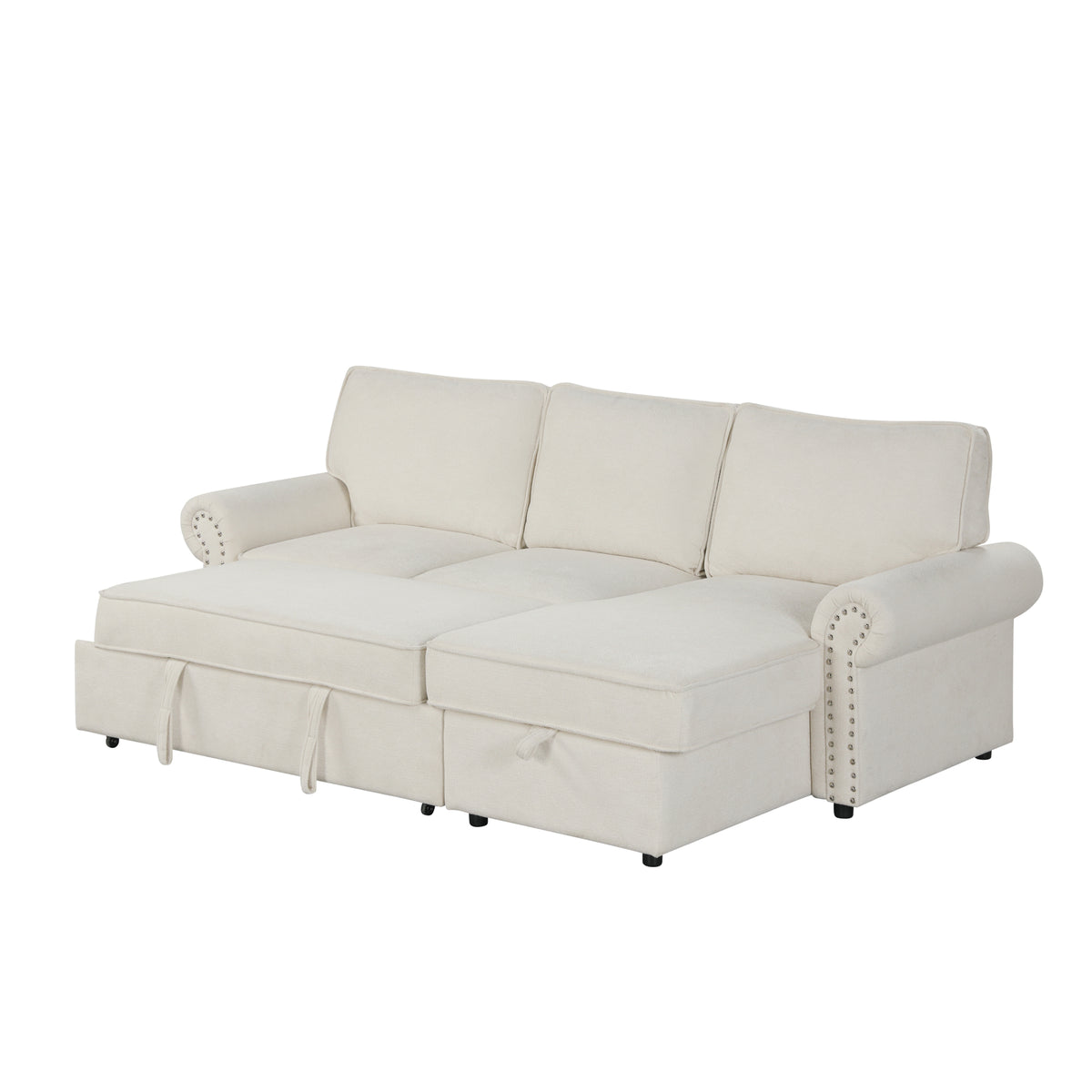 variant-group:rf-n711wy000466aaa|Roomfitters 95" Convertible Sectional Sleeper Sofa L-Shaped Couch with Storage Chaise and Pull Out Bed for Living Room, Beige