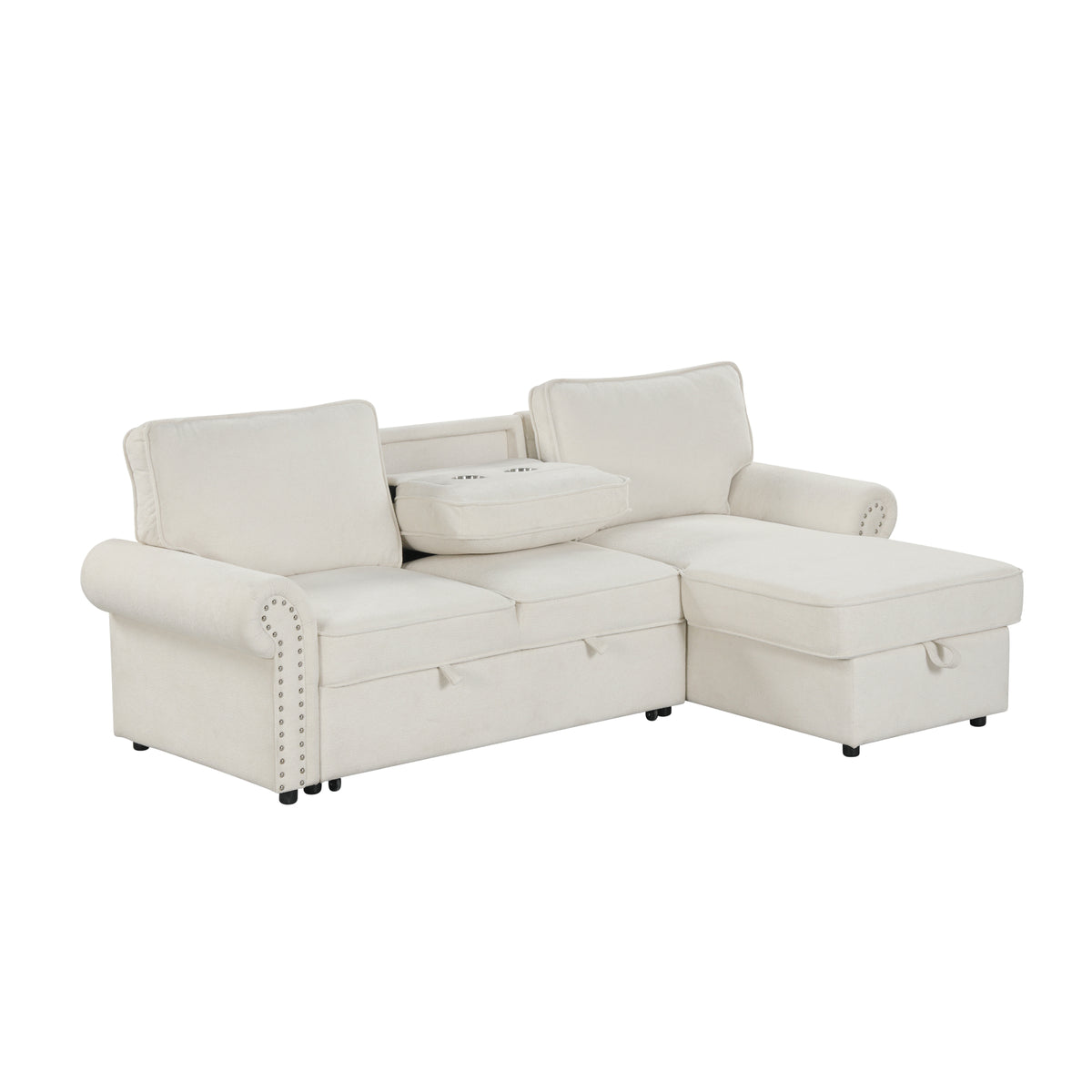 variant-group:rf-n711wy000466aaa|Roomfitters 95" Convertible Sectional Sleeper Sofa L-Shaped Couch with Storage Chaise and Pull Out Bed for Living Room, Beige