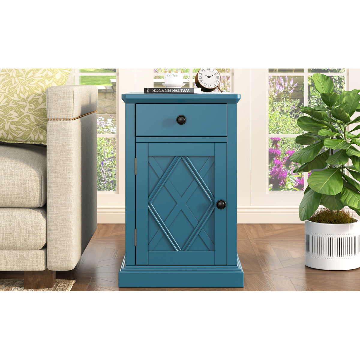 variant-group:rf-n724p353565m|Roomfitters Classic Charging End Table with USB Ports and Storage Drawer, Navy Blue